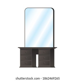 wooden dressing table with mirror forniture vector illustration design