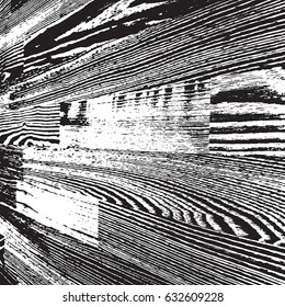 Wooden dry planks distressed overlay diagonal texture with knot. Grunge old wood black cover template. Weathered rural grainy timber backdrop. Aged dried board creative element. EPS10 vector.