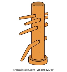 wooden dummy or mok yan jong illustration hand drawn isolated vector