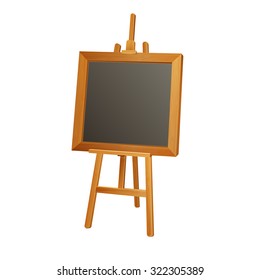wooden easel with blackboard in frame 