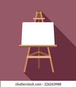 Wooden Easel With Blank Canvas