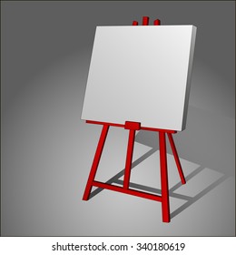 Wooden easel with blank canvas. Vector illustration.