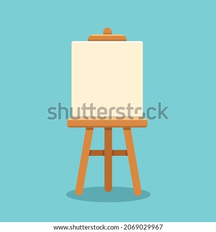 Wooden easel with blank canvas. vector illustration