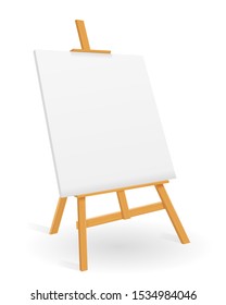 Wooden Easel For Painting And Drawing With A Blank Sheet Of Paper Template For Design Vector Illustration Isolated On White Background