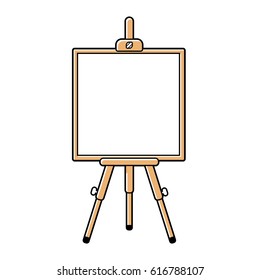 Wooden easel or presentation stand with a white blank board isolated.