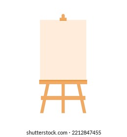 Plantilla de caballete de madera de una mesa y un papel blanco de color,Lienzo en blanco sobre un caballete de pintura,papel blanco