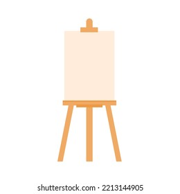 Plantilla de caballete de madera de una mesa y un papel blanco de color,Lienzo en blanco sobre un caballete de pintura,papel blanco