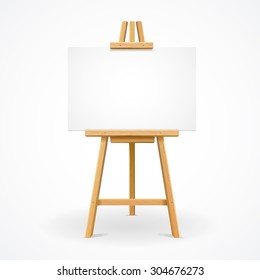 Wooden easel template for text or ad. Vector illustration