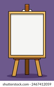 Wooden easel with white board under a window, tree outside