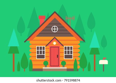 Wooden Eco-house in Forest