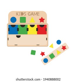 Wooden educational toy for kids. Montessori system for early childhood development. Vivid elements that will help develop fine motor skills of hands and analytical thinking.