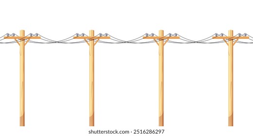 Vetor de polo elétrico de madeira isolado no fundo branco.