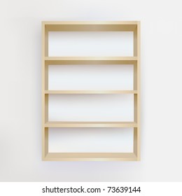 Wooden Empty Bookshelf, Vector Illustration