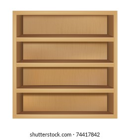 Wooden Empty Bookshelf, Vector Illustration