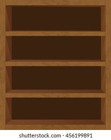 Wooden Empty Bookshelf Vector Template