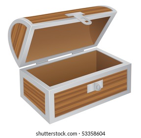 Wooden empty chest isolated on the white background