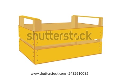 Wooden empty crate vector illustration isolated on white background. Wooden box for fruits, vegetables, goods. Distribution object for storehouse shipping. Agriculture products package. Organic pack.