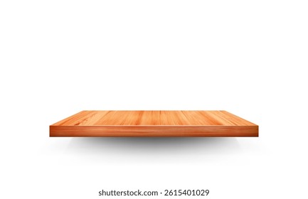 Wooden empty shelf for product display. Minimalist shelf concept. Vector illustration.