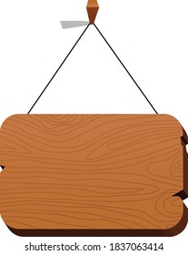 wooden empty sign board hanging on the wall with a nail. Can be used to write anything related to nature theme and has really eco friendly feel.