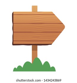 wooden empty sign and bush icon cartoon vector illustration graphic design