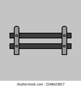 Wooden farm fence from crossed planking isolated grayscale icon. Farm animal sign. Graph symbol for your web site design, logo, app, UI. Vector illustration