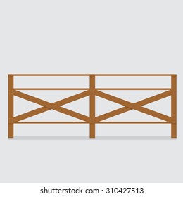 Wooden farm fence from crossed planking