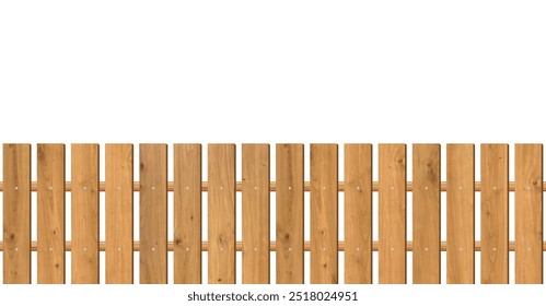 Wooden farm fence vector background. Realistic dark wood picket with oak texture. Planks barrier for garden or field. Enclosure for country yard.