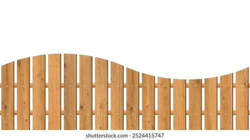 Fundo do vetor da cerca da fazenda de madeira. Piquete de madeira ondulada escura realista com textura de carvalho. Barreira de tábuas para jardim ou campo. Compartimento para o pátio rural.