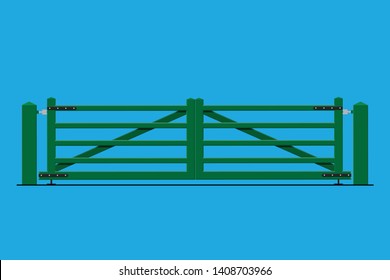 Wooden Farm Gates Vector Flat Design.