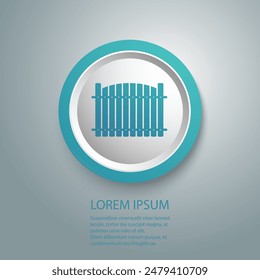 Wooden fence blue icon, garden barrier, fencing courtyard, editable stroke vector illustration