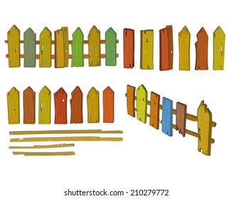 Wooden Fence Cartoon Stock Illustration 226625935