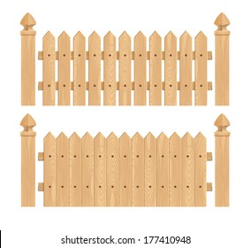 Wooden fence with columns - light wood.