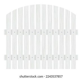 Wooden fence design. Rural fencing board construction in flat style. Enclosing planks, yards barrier. Farm or rural house boundary isolated on white background