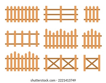 hölzerner Zaun auf flachem Vektorgrafik einzeln auf Weiß