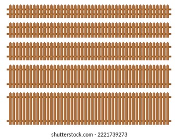 Wooden fence in flat style vector illustration isolated on white