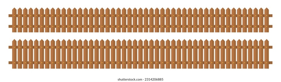 Wooden fence in flat style vector illustration isolated on white