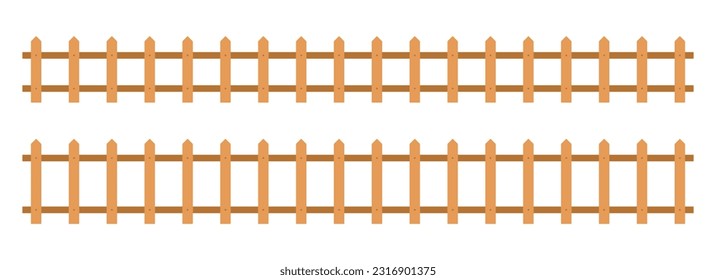 Wooden fence in flat style vector illustration isolated on white