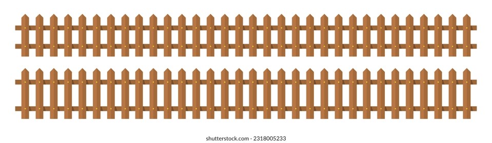 Wooden fence in flat style vector illustration isolated on white