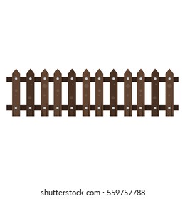 Wooden fence in flat style. Vector illustration isolated on white background