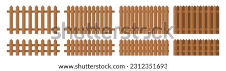 Wooden fence in flat style vector illustration isolated on white