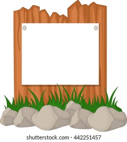 Wooden fence and grass with blank sign