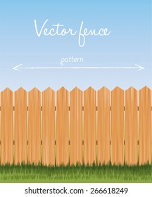 wooden fence and grass field, Horizontal vector pattern