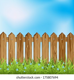 Wooden Fence Grass Vector Illustration Stock Vector (Royalty Free ...