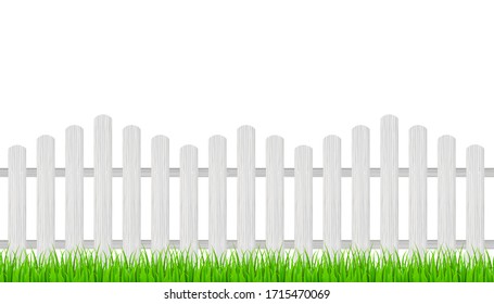 Wooden fence and grass. Vector stock illustration.