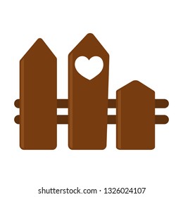 Wooden fence. Fence with heart . Vector illustration