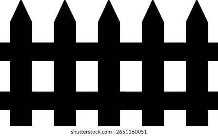 Ícone de cerca de madeira. Símbolo de Esgrima de Jardim Clássico. Cerca de madeira simples cerca de piquete cársico que incorpora simplicidade e segurança com suas linhas limpas e charme rústico.coleção de cerca de jardim de madeira.