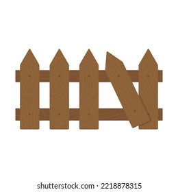 Wooden fence icon. Color silhouette. Horizontal front view. Vector simple flat graphic illustration. Isolated object on a white background. Isolate.