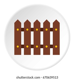Wooden fence icon in flat circle isolated vector illustration for web