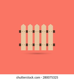 Wooden fence icon, flat style - Vector