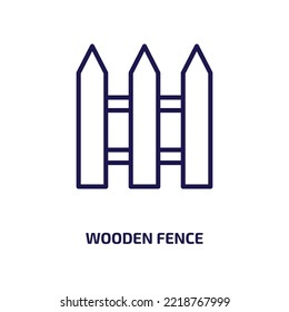 Wooden Fence Icon From General Collection. Thin Linear Wooden Fence, Picket, Rural Outline Icon Isolated On White Background. Line Vector Wooden Fence Sign, Symbol For Web And Mobile